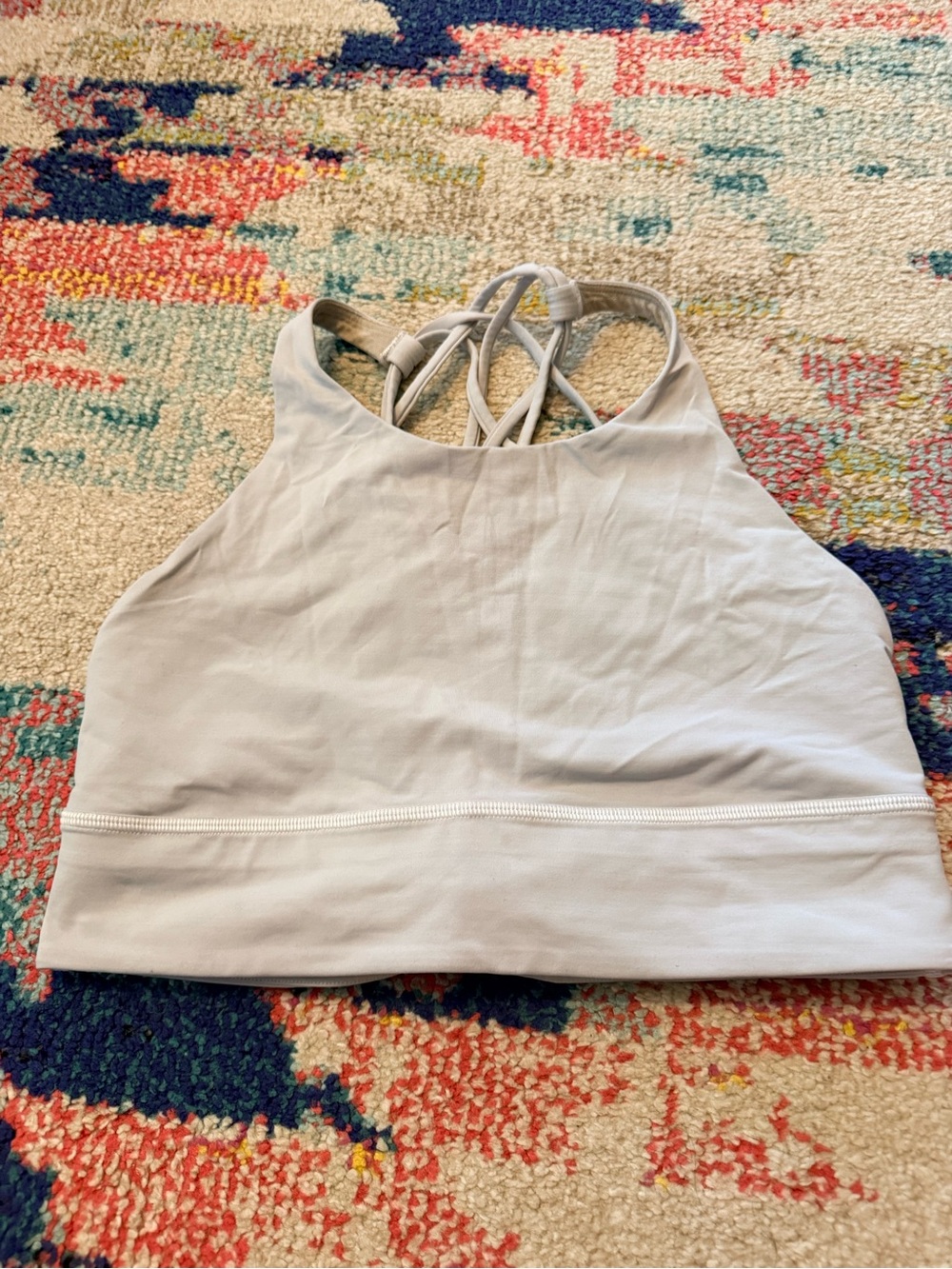 Lululemon Light Gray Strappy Sports Bra Top